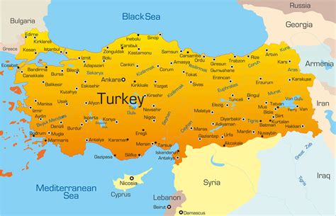Map of Turkey .
